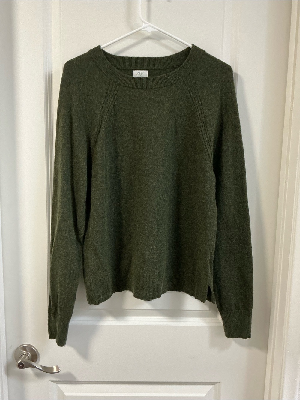 J. Crew Olive Green Crewneck Sweater Women Cotton Wool Blend Medium